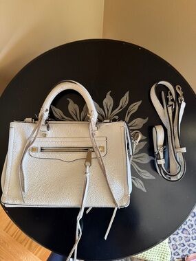 Rebecca Minkoff White Pebbled Leather Satchel with Detachable Strap